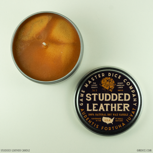 GAMING CANDLE: STUDDED LEATHER!