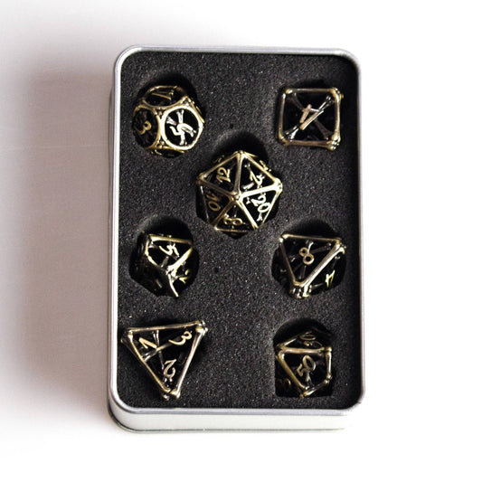 HOLLOW BONES METALLIC DICE SET
