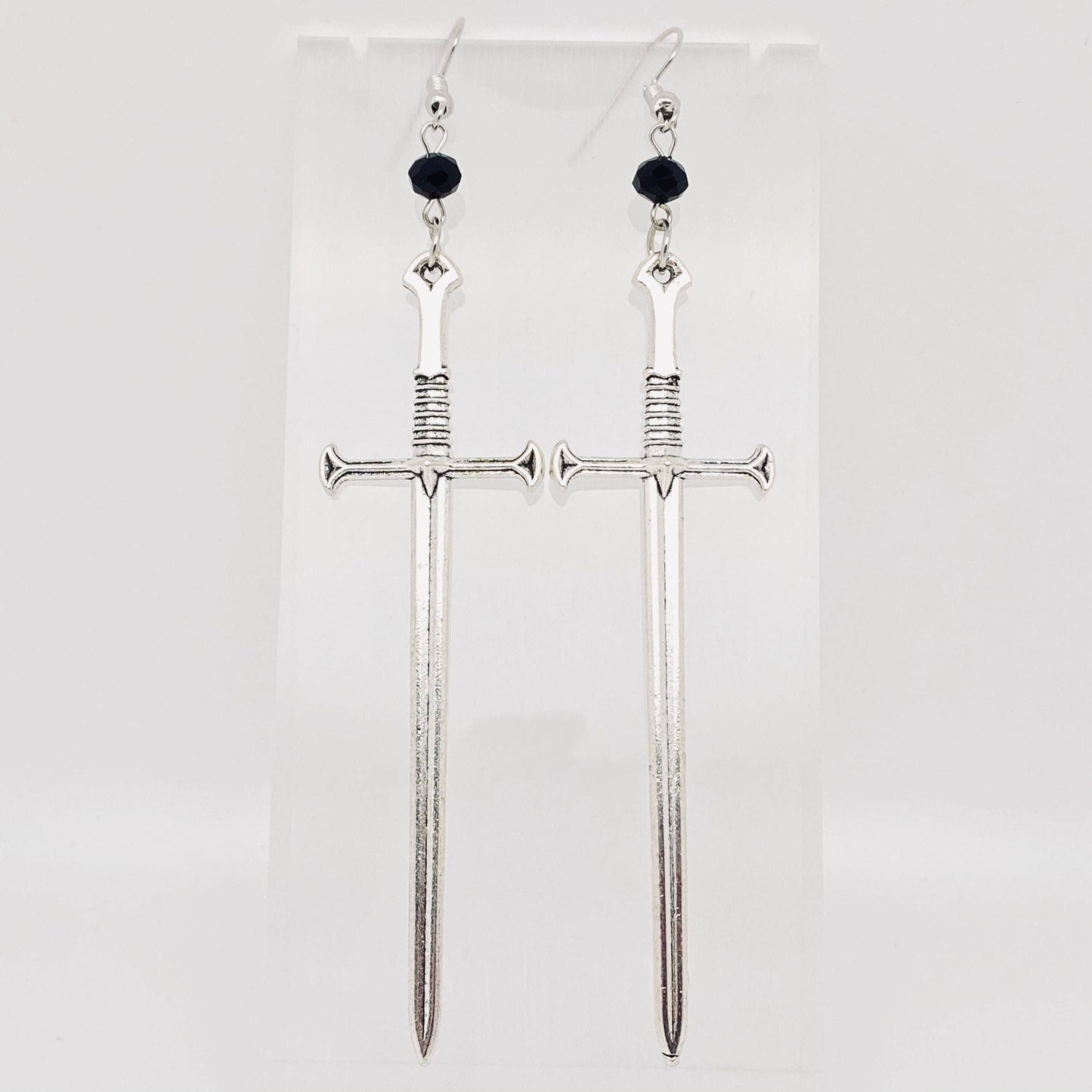 SILVER SWORD PENDANT EARRINGS