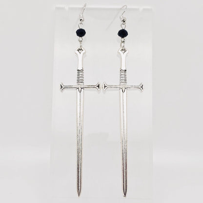 SILVER SWORD PENDANT EARRINGS