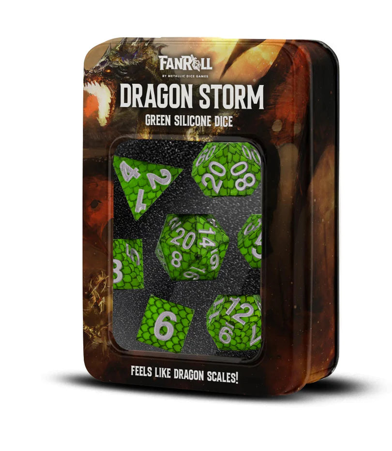 DRAGON STORM SILICONE DICE- GREEN DRAGON SCALES