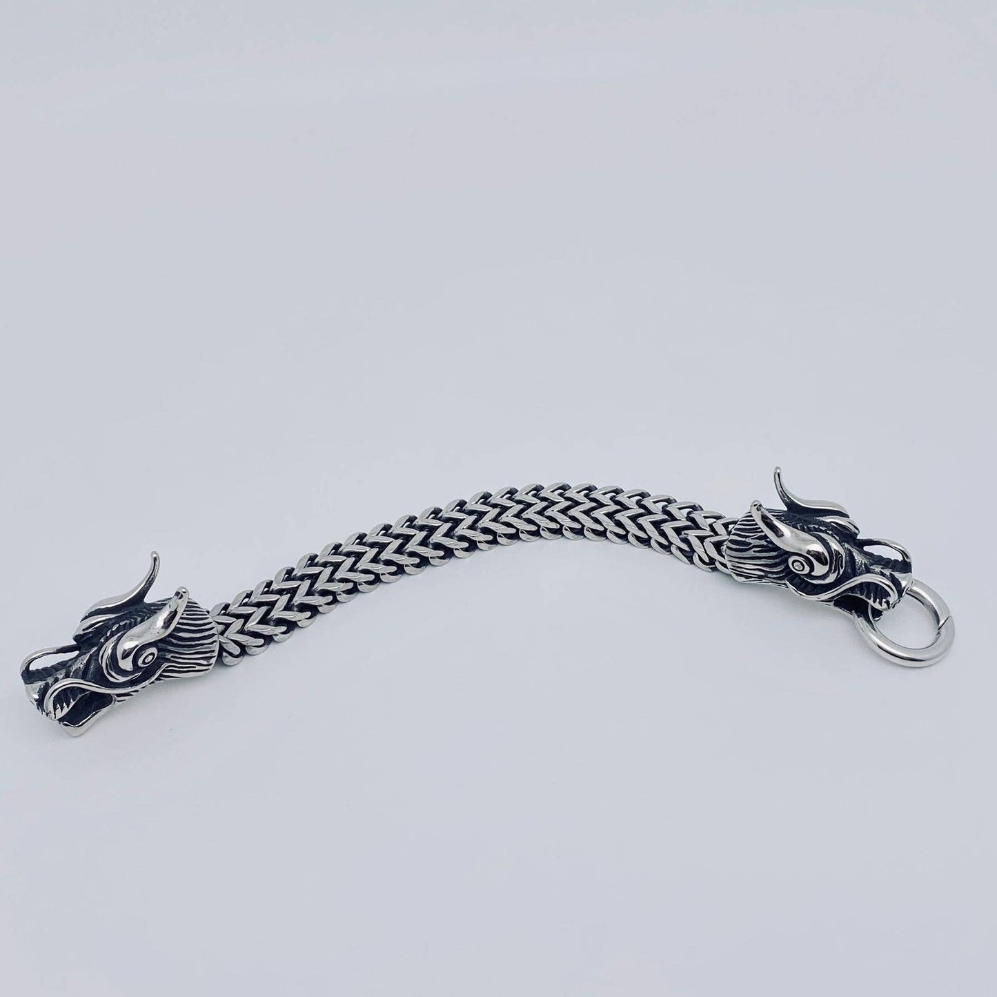 VINTAGE DOUBLE DRAGON HEAD STAINLESS STEEL BRACELET