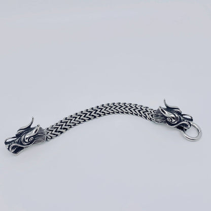 VINTAGE DOUBLE DRAGON HEAD STAINLESS STEEL BRACELET