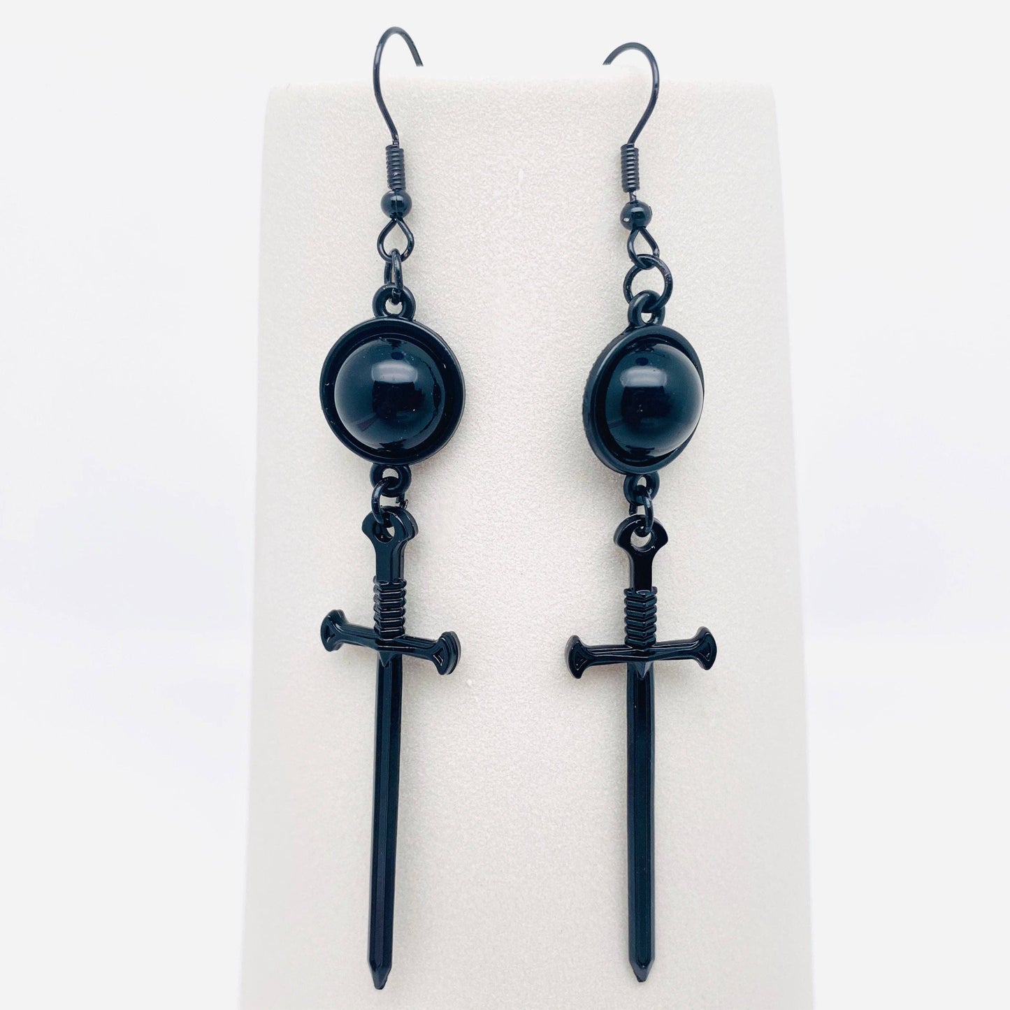 GOTHIC BLACK SWORD EARRINGS