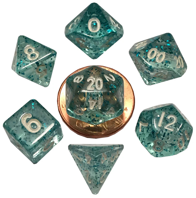 10mm MINI MARBLE DICE SET ETHEREAL BLUE