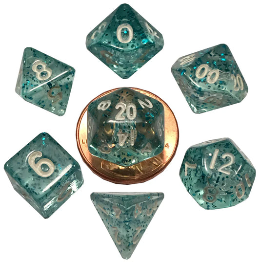 10mm MINI MARBLE DICE SET ETHEREAL BLUE