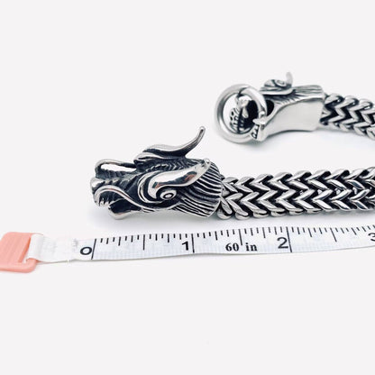VINTAGE DOUBLE DRAGON HEAD STAINLESS STEEL BRACELET
