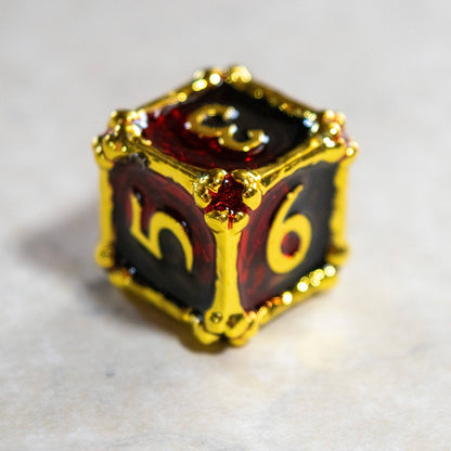 DRAGON BONES METALLIC DICE SET- RED / BRASS