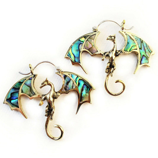 DRAGON CARVED ABALONE EARRINGS