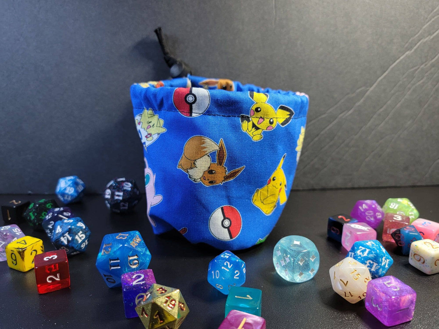 BLUE POKEMON DICE BAG