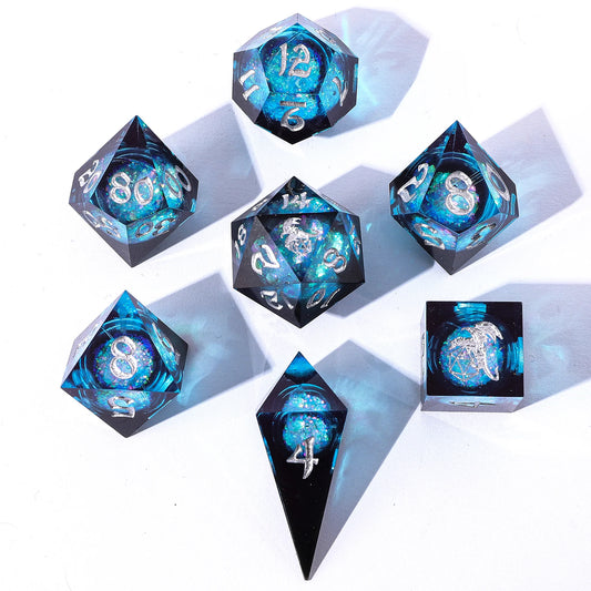 SHARP EDGE LIQUID CORE DICE SET - TWILIGHT AZURE