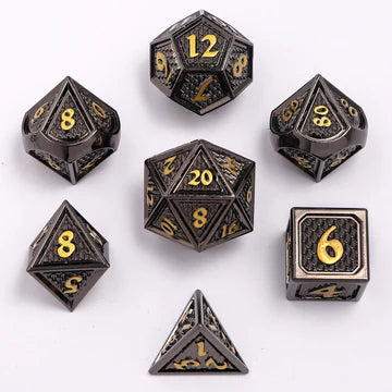 METAL BEHEMOTH RPG DICE SET - GUNMETAL w/GOLD