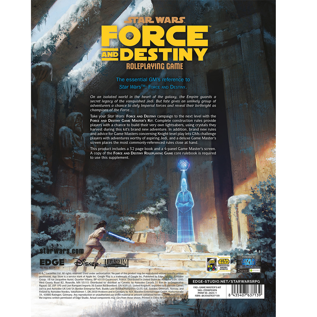 STAR WARS ROLEPLAYING GAME - FORCE AND DESTINY: GAME MASTER'S KIT