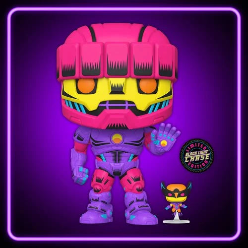 POP! BLACK LIGHT X-men SENTINEL and tiny WOLVERINE VARIANT Jumbo Pop!   LIMITED RUN! #1054