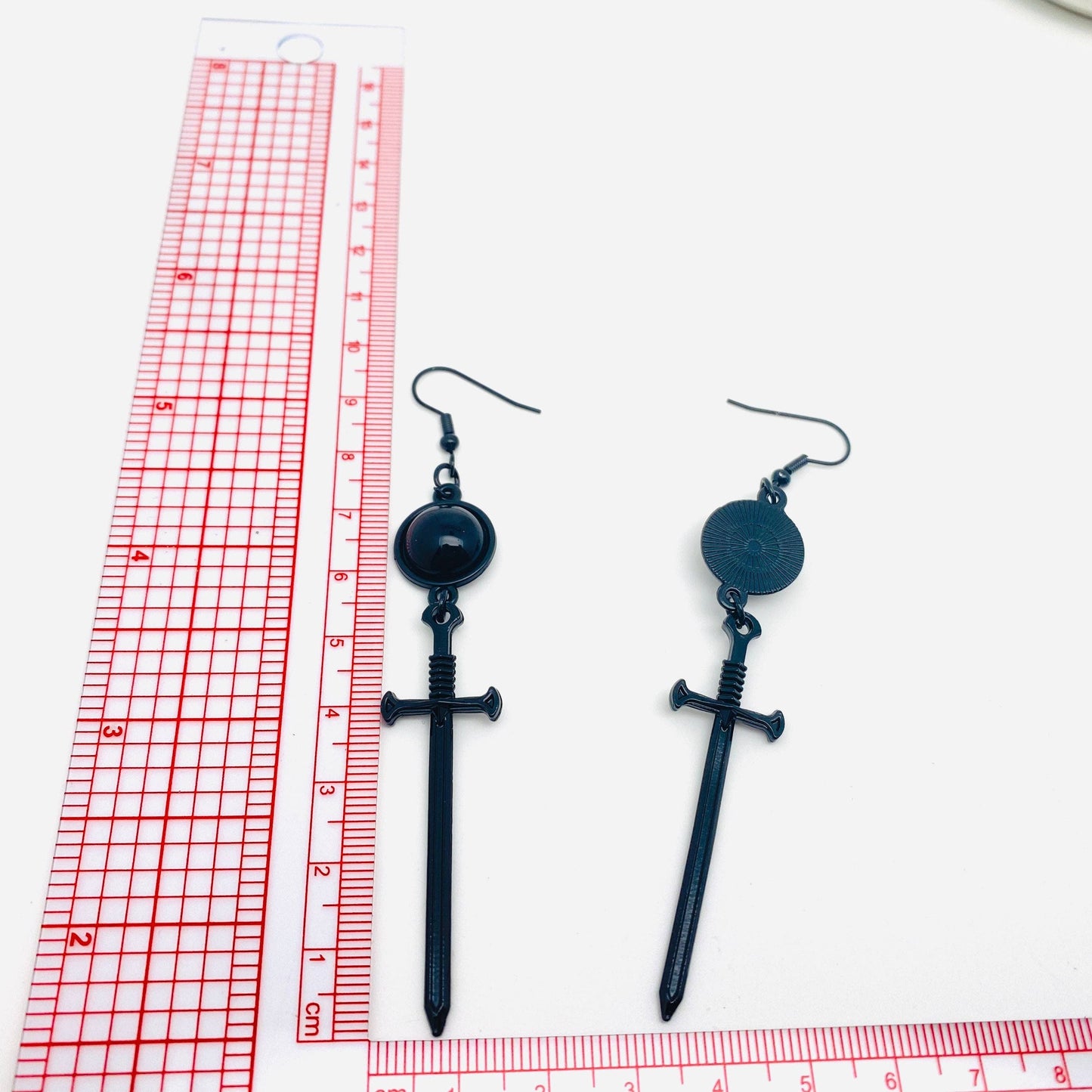 GOTHIC BLACK SWORD EARRINGS