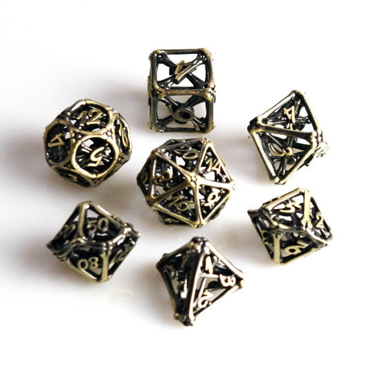 HOLLOW BONES METALLIC DICE SET