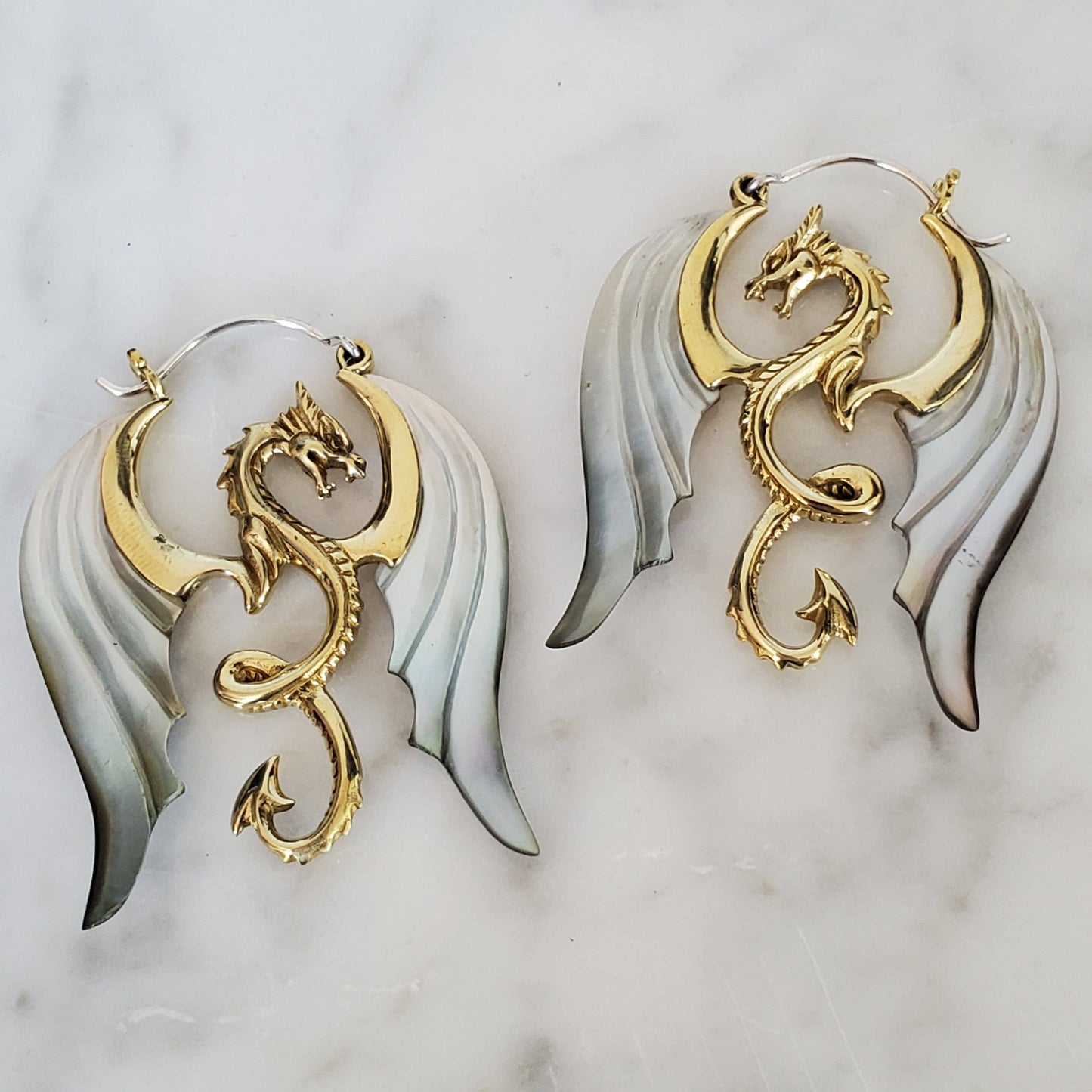 DRAGON CARVED SHELL EARRINGS