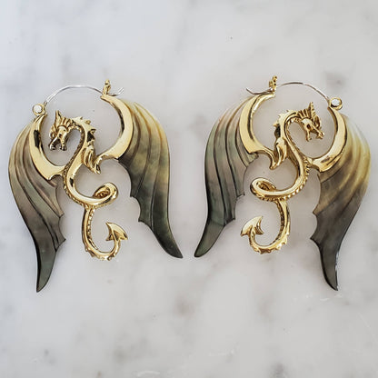 DRAGON CARVED SHELL EARRINGS