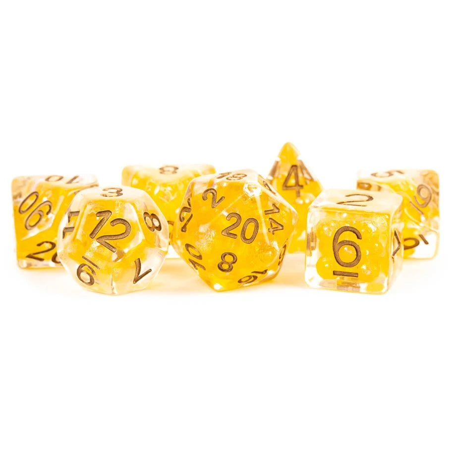 7-PIECE DICE SET: Pearl Citrine with Copper Numbers