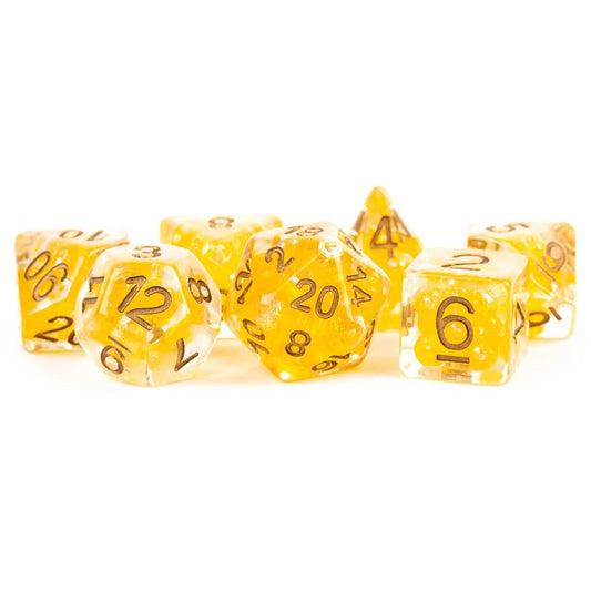 7-PIECE DICE SET: Pearl Citrine with Copper Numbers